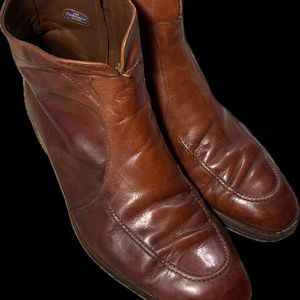 Mens Vintage Brown Leather Florsheim Side Zip up Ankle Boot, Size 9/12 D